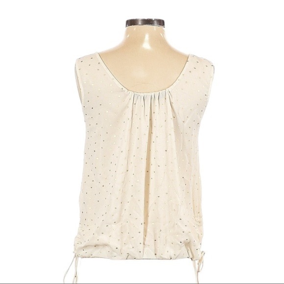 ๐บ Zara Lurex Gold Polka Dot Ivory V-Neck Sleeveless Ruched Blouse Size XS - Picture 2 of 10